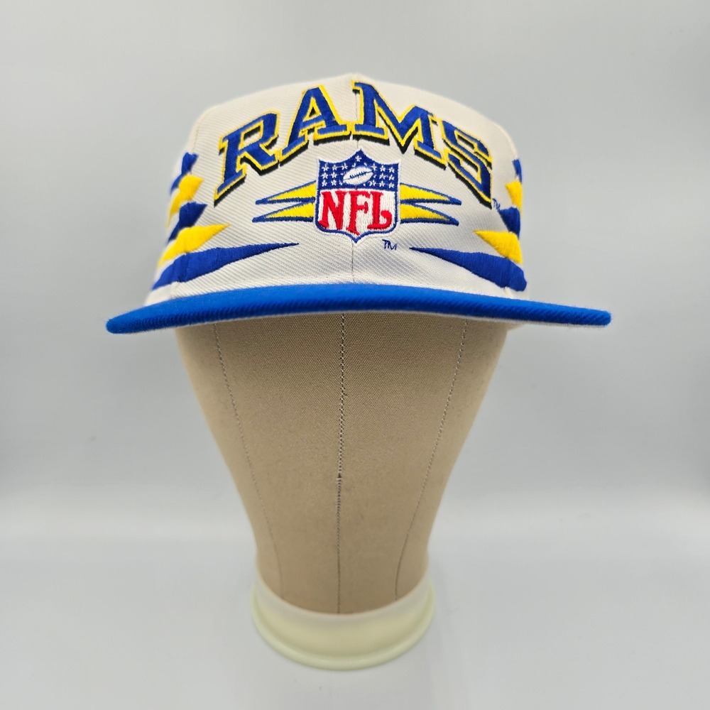 Vintage Los Angeles LA Rams NFL Diamond Cut Logo Athletic Hat Snapback Cap Retro